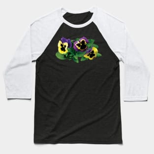 Yellow and Purple Pansy Trio Baseball T-Shirt